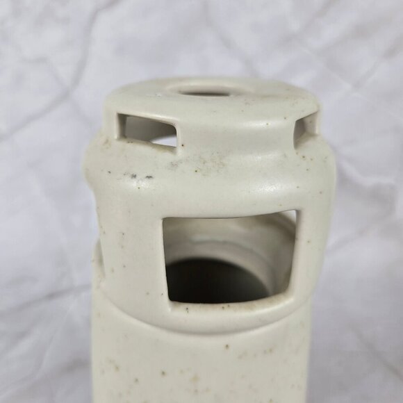 Vintage Sanibel Pottery 1984 Lighthouse Candle Holder Seabirds Cream Blue - Picture 7 of 14